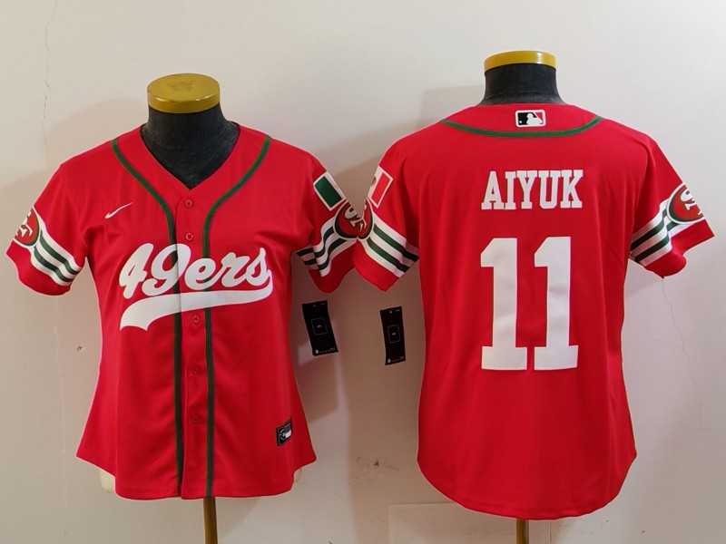 Women%27s San Francisco 49ers #11 Brandon Aiyuk Red Mexico Cool Base Stitched Baseball Jersey->women nfl jersey->Women Jersey